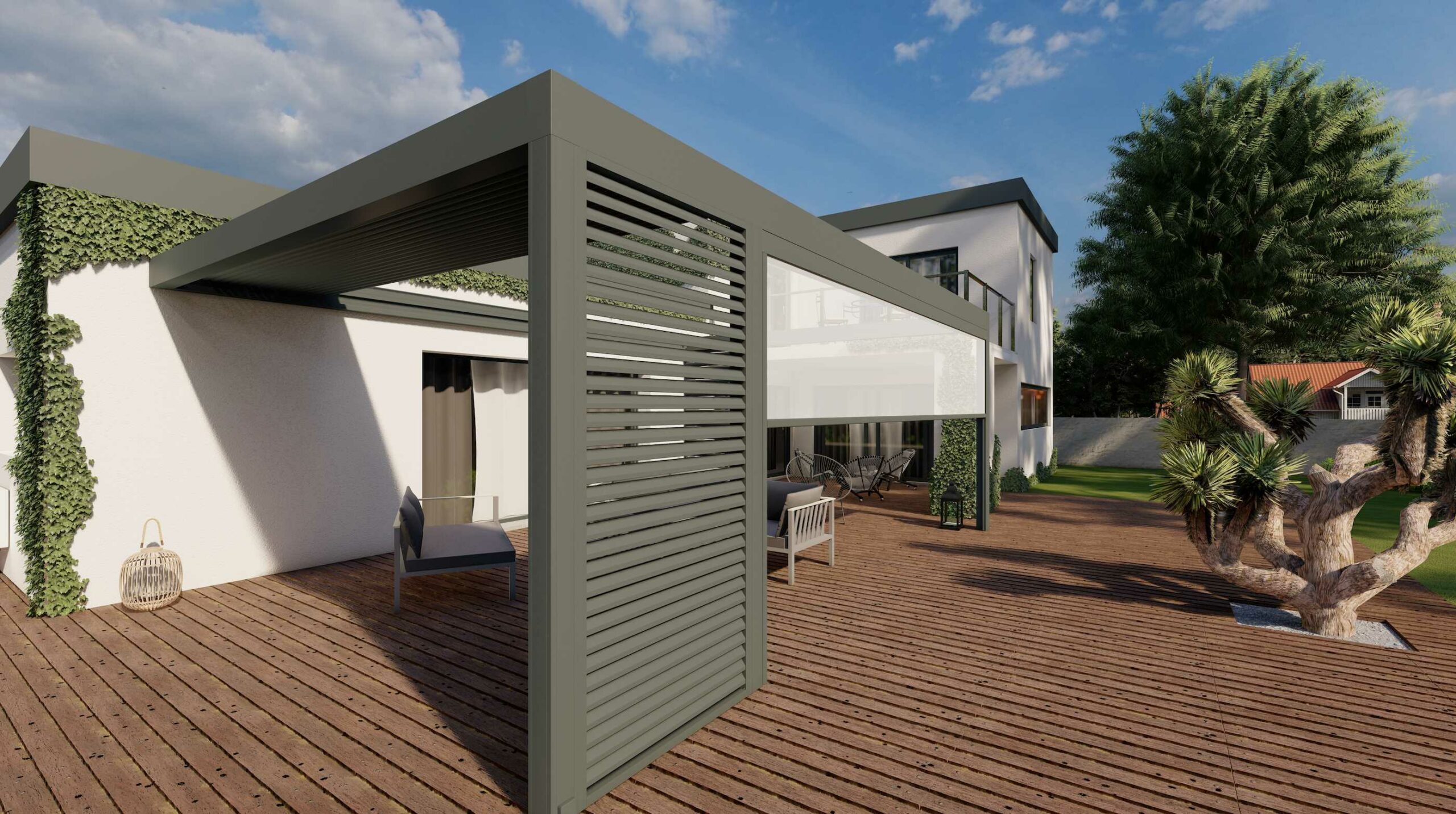 Bioclimatic pergola from NetCoop, specialist in 3D exterior design.