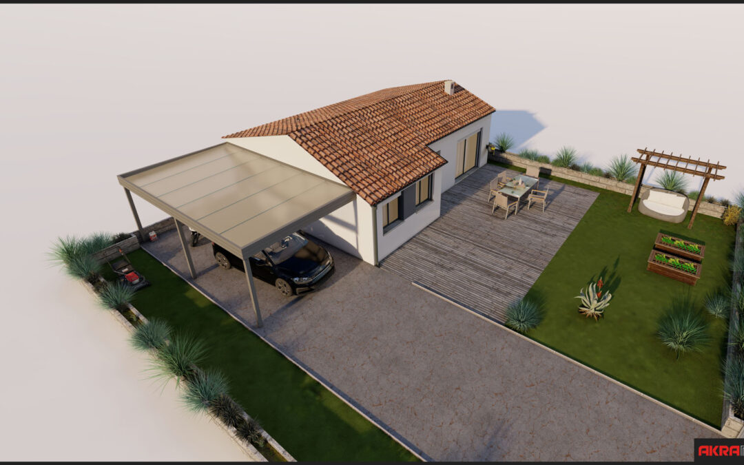 Visuel 3D d'un carport Akraplast